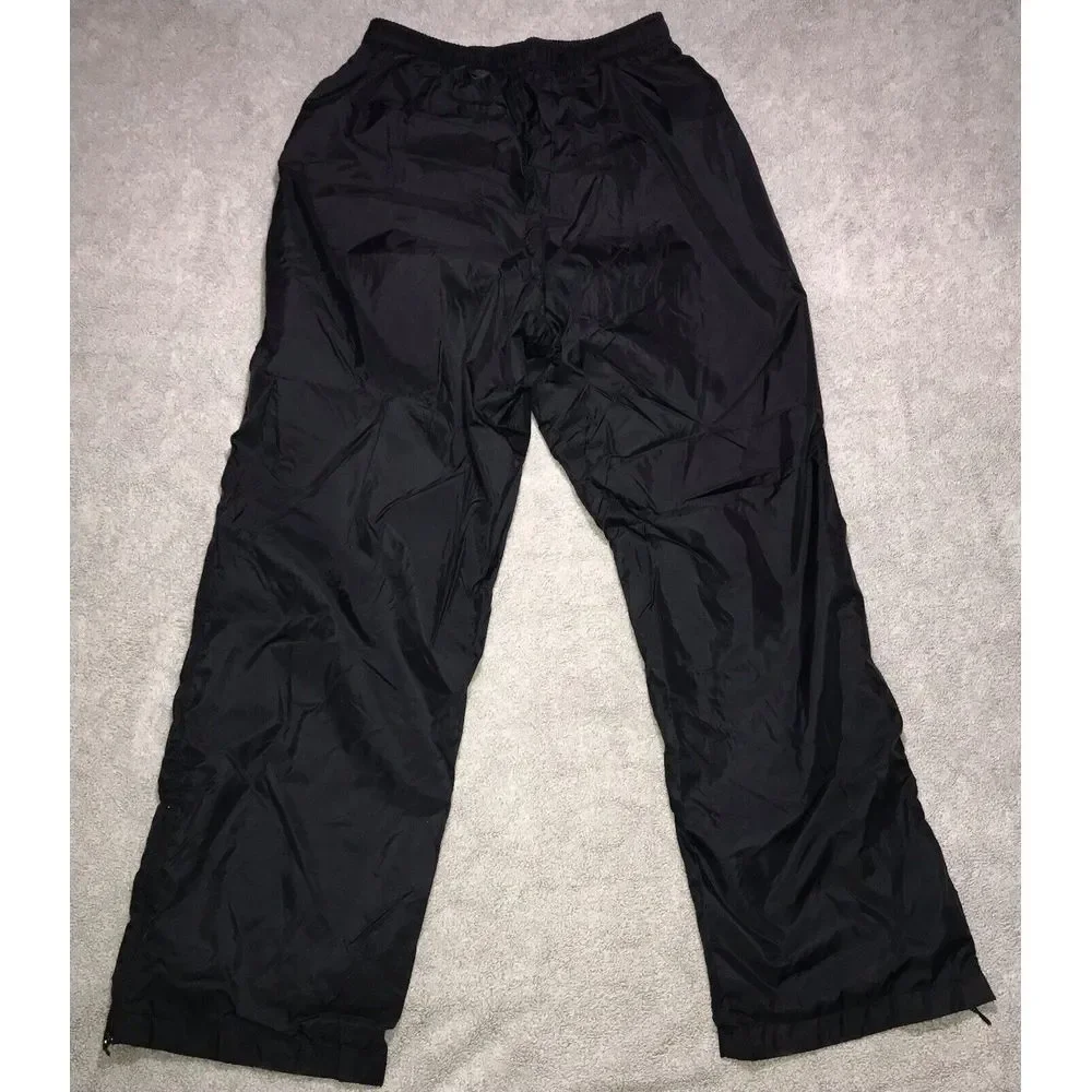 Vintage Nike Women's Black Ankle Zip Nylon 90's Track Pants Lined‎ Medium 8-10